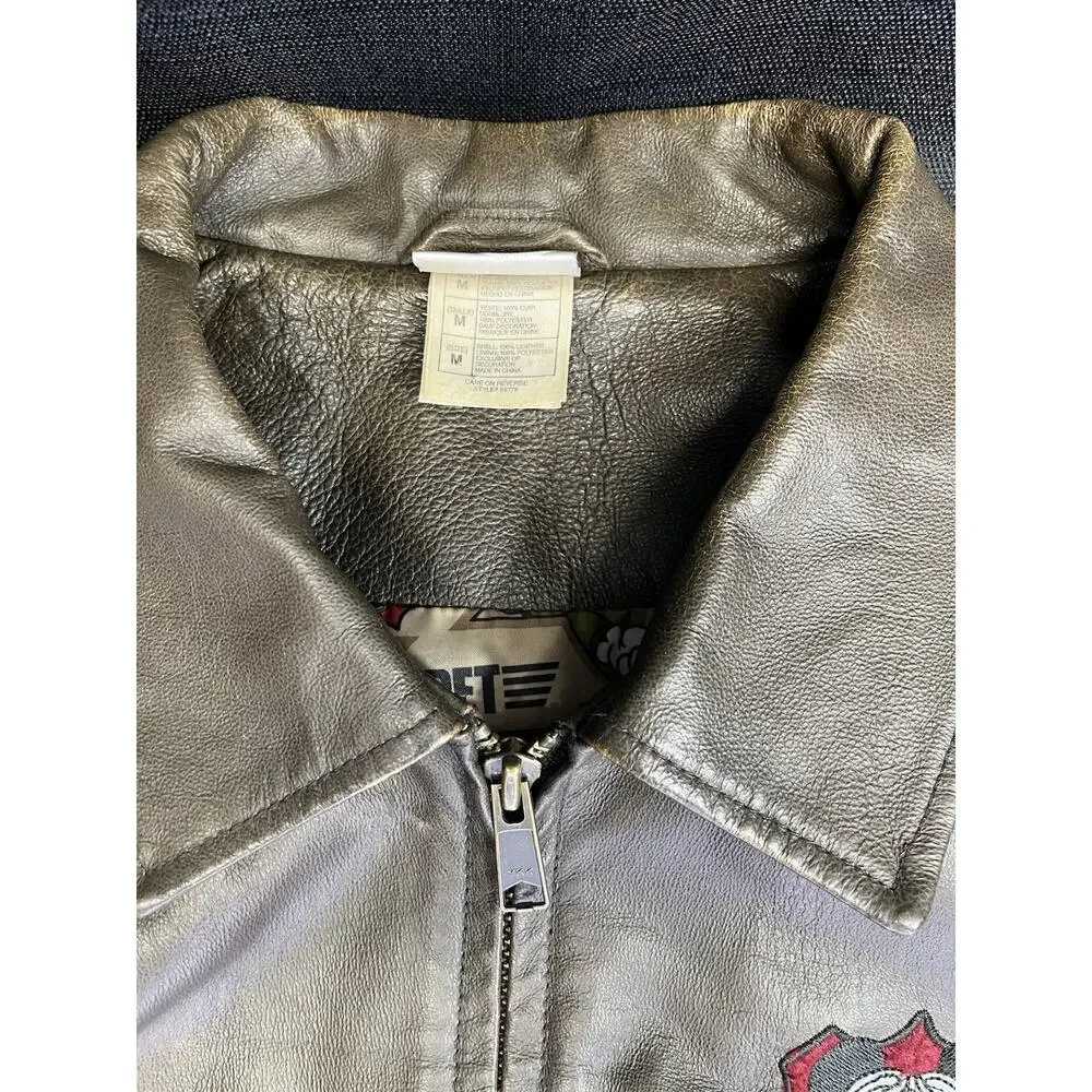 Disney Store Special Air Patrol MICKEY MOUSE Pilot Leather Bomber Jacket Medium